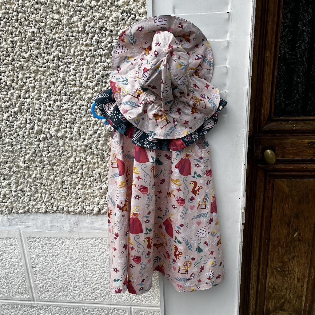 Robe Louison rose avec son chapeau assorti T74-90